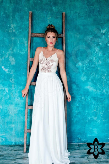 Leyla Illusion back A-line Sleeveless Wedding Dress 4