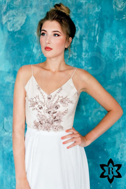 Leyla Illusion back A-line Sleeveless Wedding Dress 2