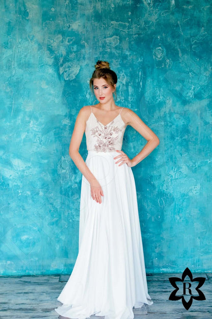 Leyla Illusion back A-line Sleeveless Wedding Dress 7