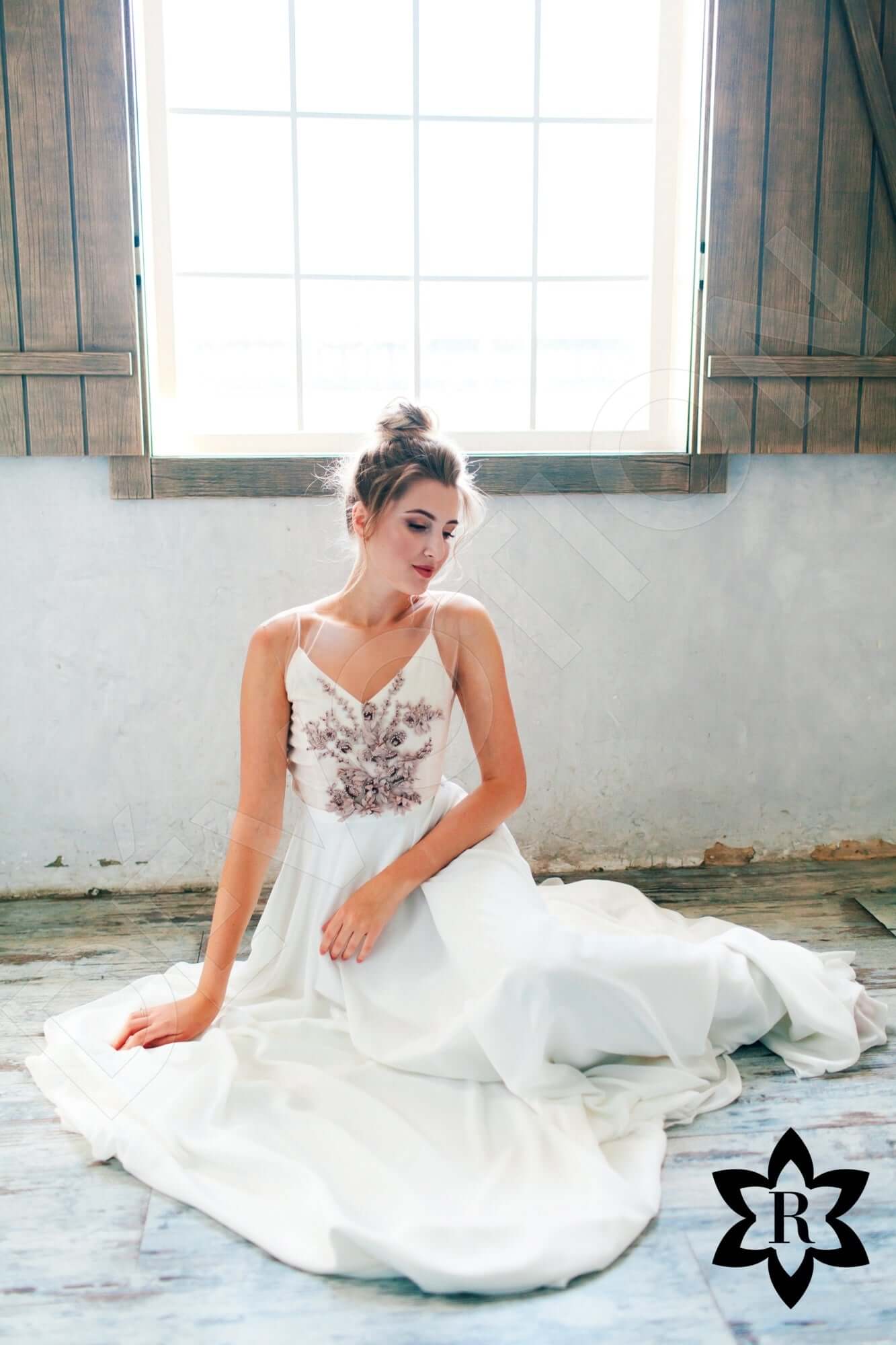 Leyla Illusion back A-line Sleeveless Wedding Dress 5