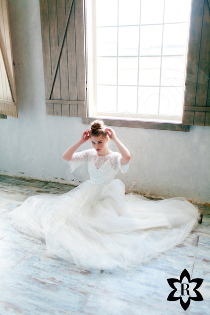 Lucifiela Open back A-line Half sleeve Wedding Dress 3