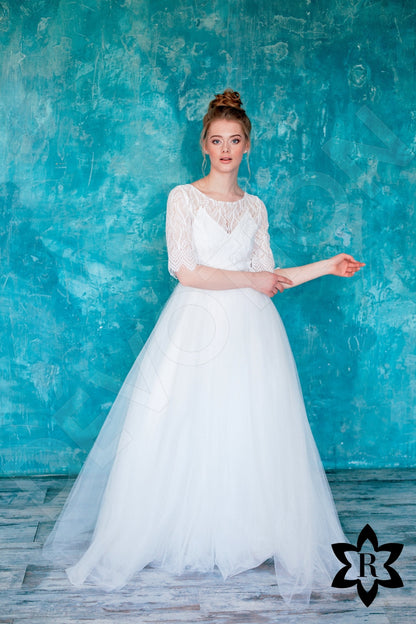 Lucifiela Open back A-line Half sleeve Wedding Dress 5