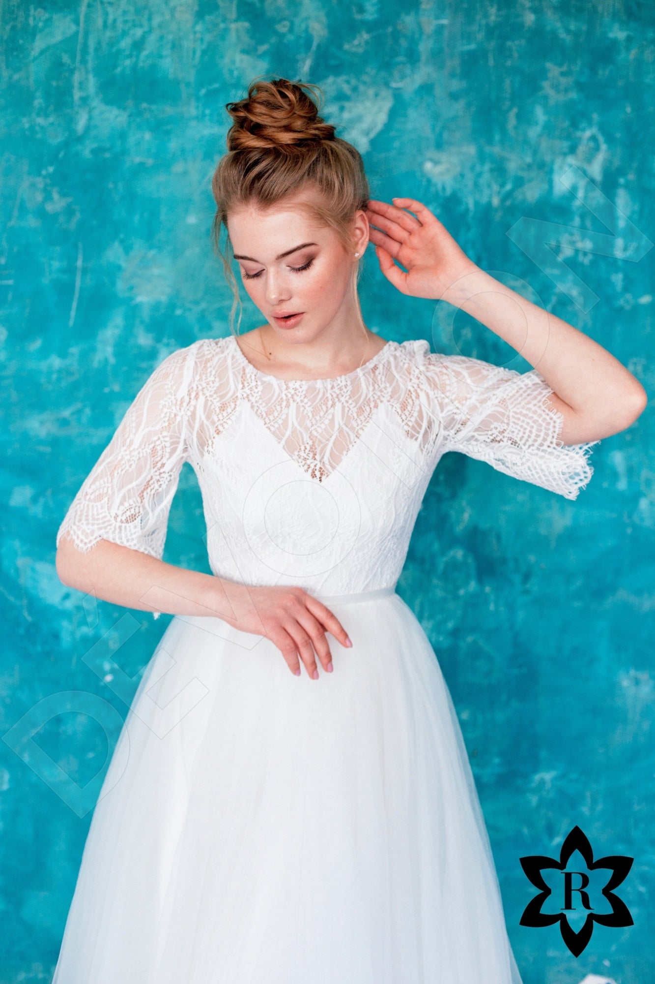 Lucifiela Open back A-line Half sleeve Wedding Dress 2