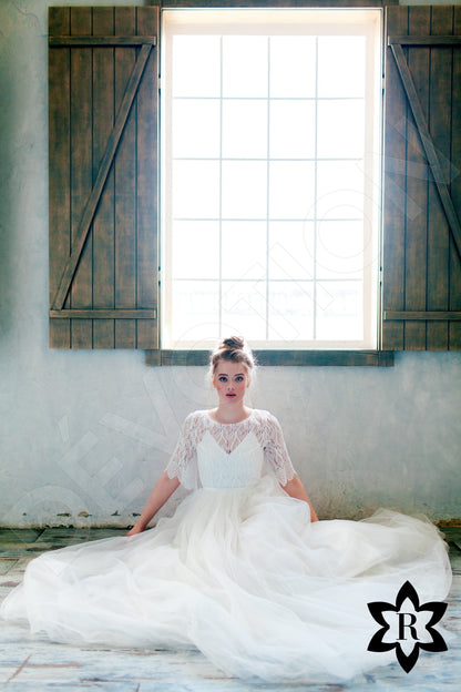 Lucifiela Open back A-line Half sleeve Wedding Dress 4