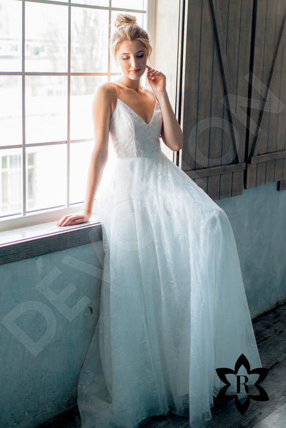Camiela Open back A-line Straps Wedding Dress Front