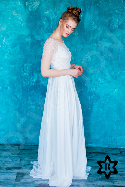 Erelima Open back A-line Short/ Cap sleeve Wedding Dress Front