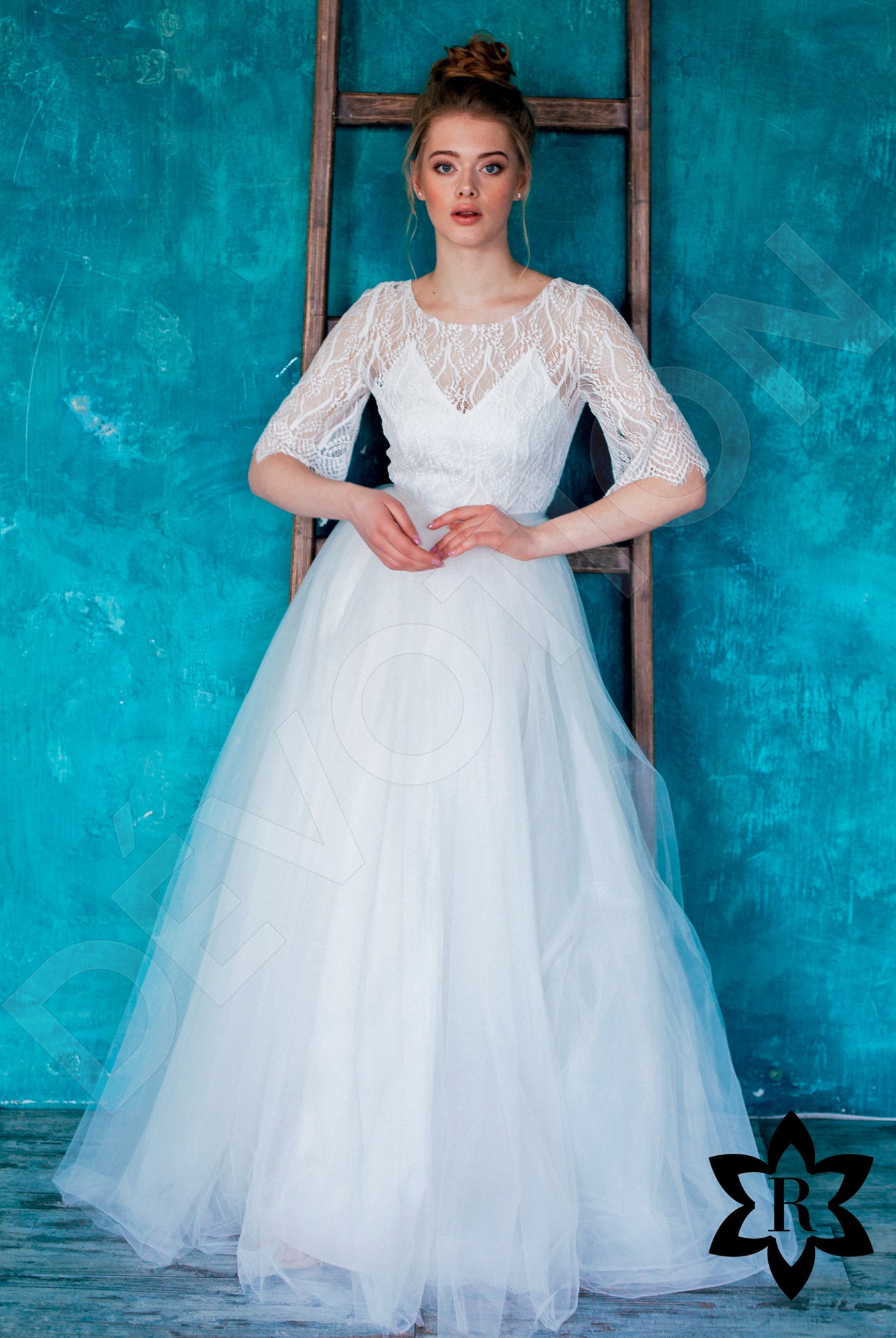 Lucifiela Open back A-line Half sleeve Wedding Dress Front