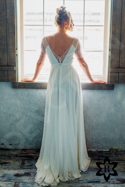 Erelima Open back A-line Short/ Cap sleeve Wedding Dress Back