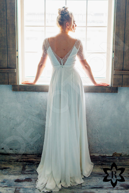 Erelima Open back A-line Short/ Cap sleeve Wedding Dress 11