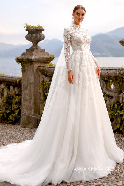Arwen Full back A-line Long sleeve Wedding Dress Front