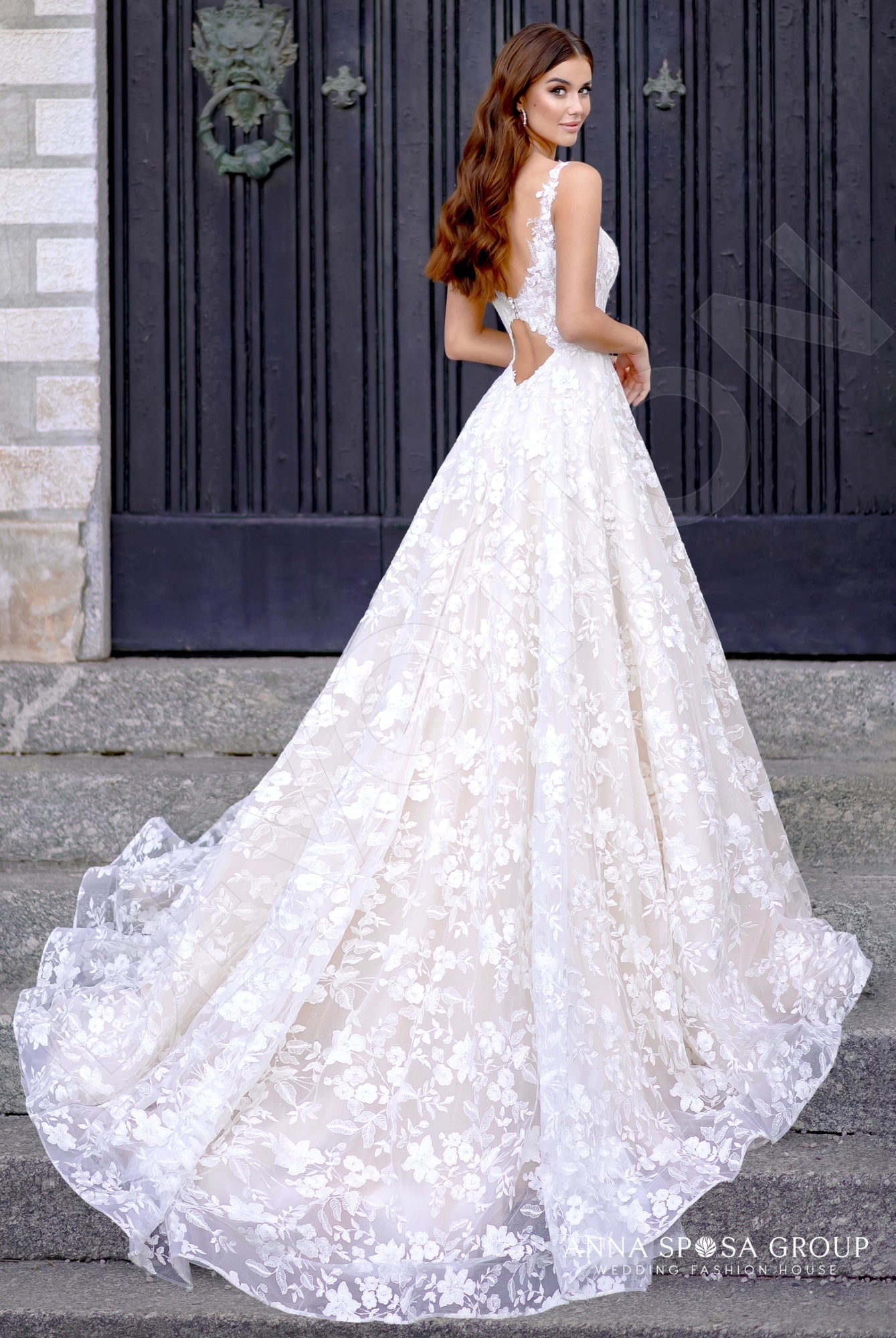 Damodara Open back A-line Sleeveless Wedding Dress Back