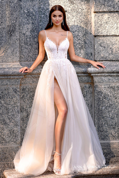 Edit Open back A-line Straps Wedding Dress Front