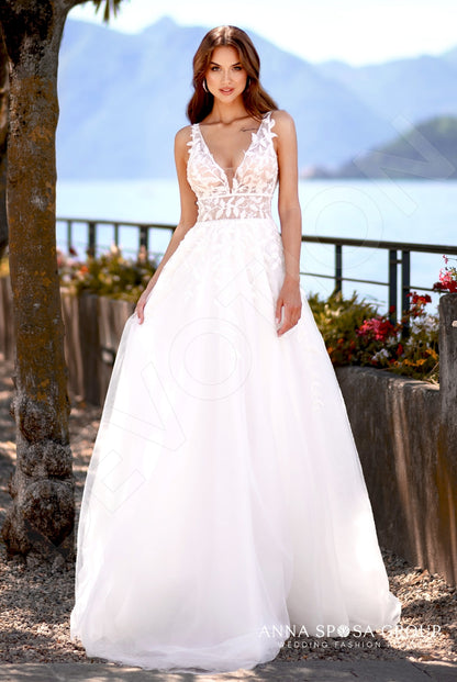 Elna Open back A-line Sleeveless Wedding Dress Front