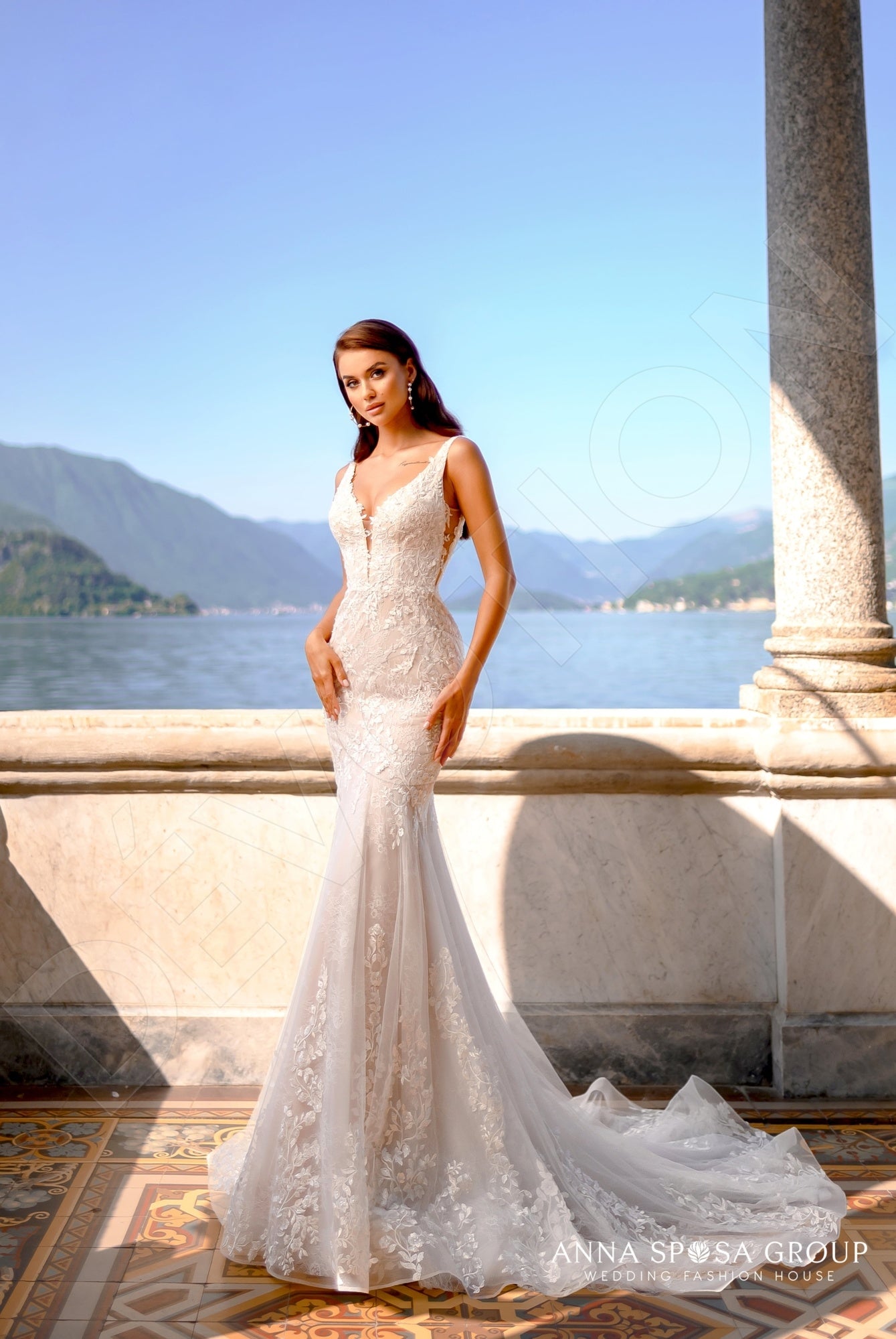 Eridan Trumpet/Mermaid Deep V-neck Milk Powder Wedding dress