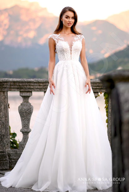 Manana Full back A-line Sleeveless Wedding Dress Front