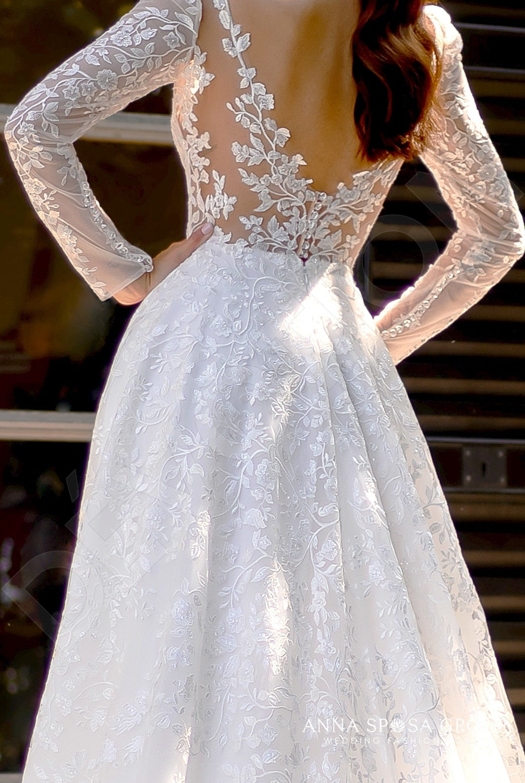 Mayn Open back A-line Long sleeve Wedding Dress 7