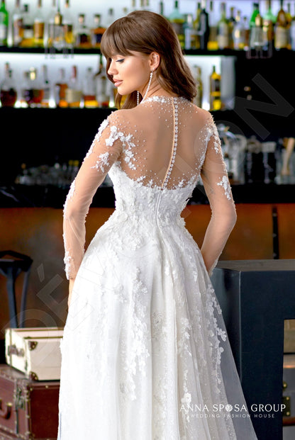 Garby Full back A-line Long sleeve Wedding Dress 3