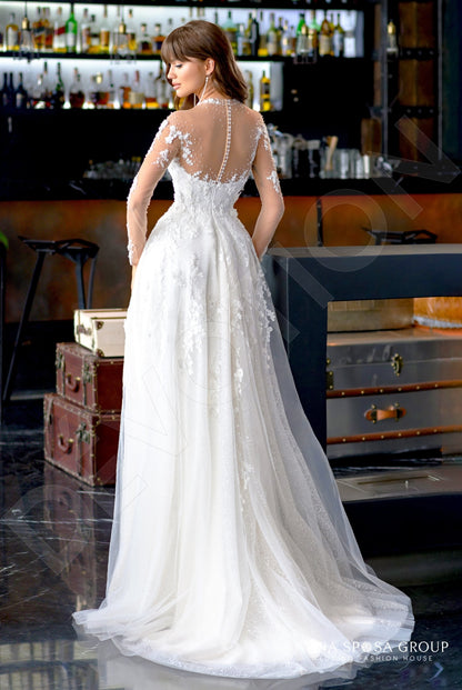 Garby Full back A-line Long sleeve Wedding Dress Back