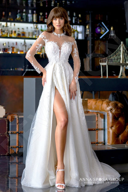 Garby Full back A-line Long sleeve Wedding Dress Front