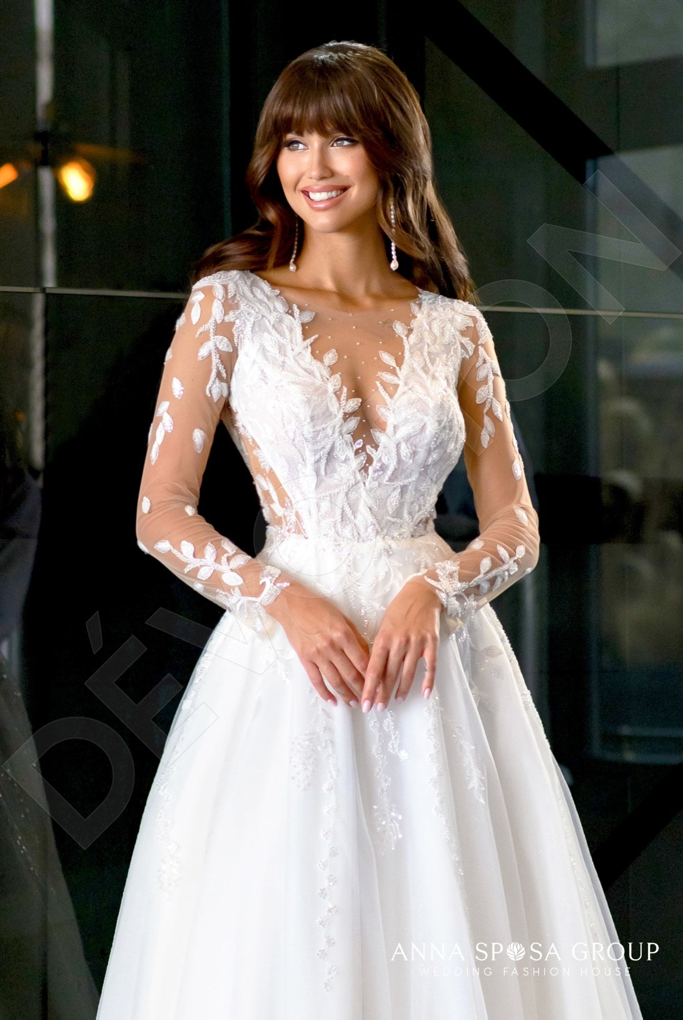 Malet Full back A-line Long sleeve Wedding Dress 5