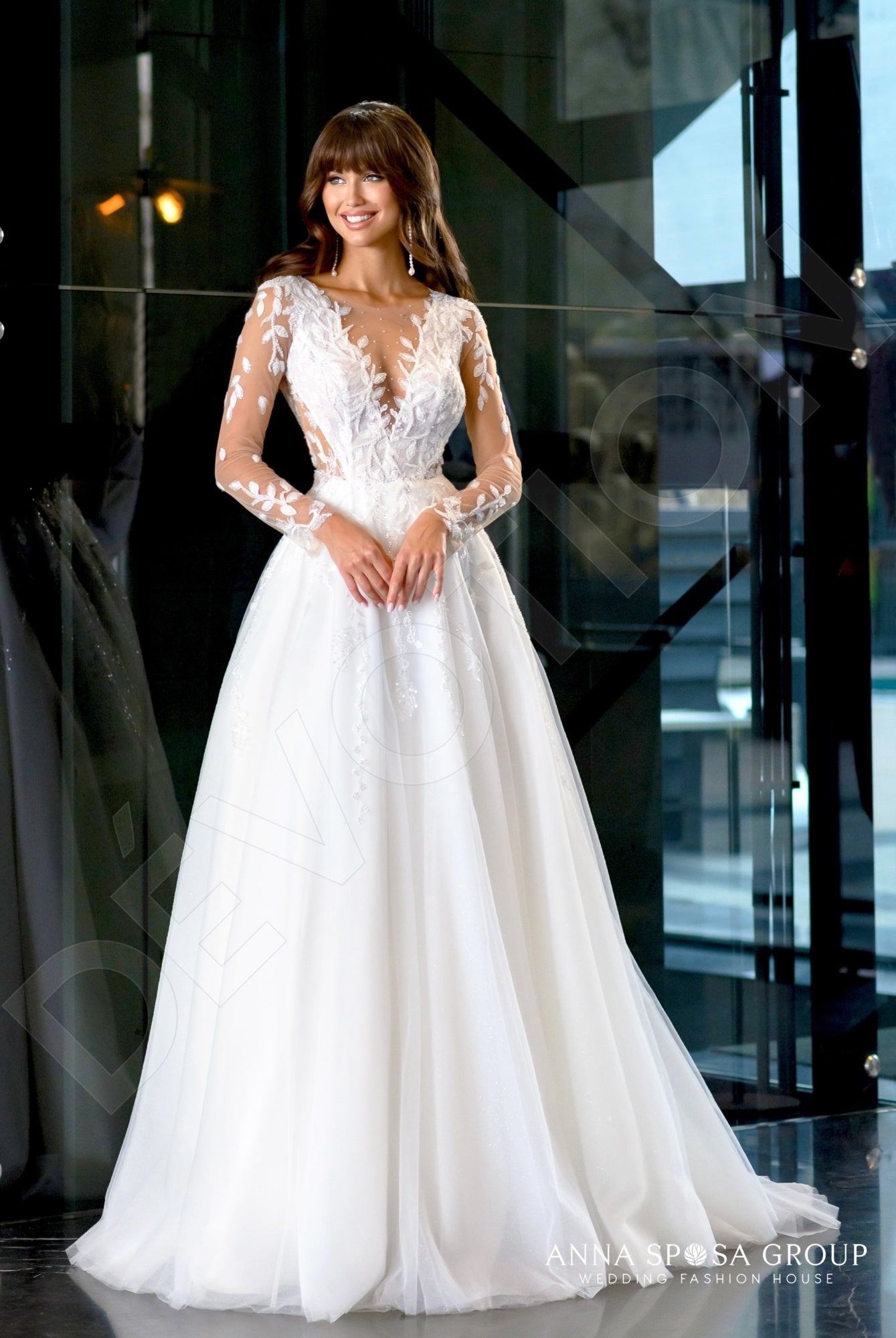 Malet Full back A-line Long sleeve Wedding Dress 8