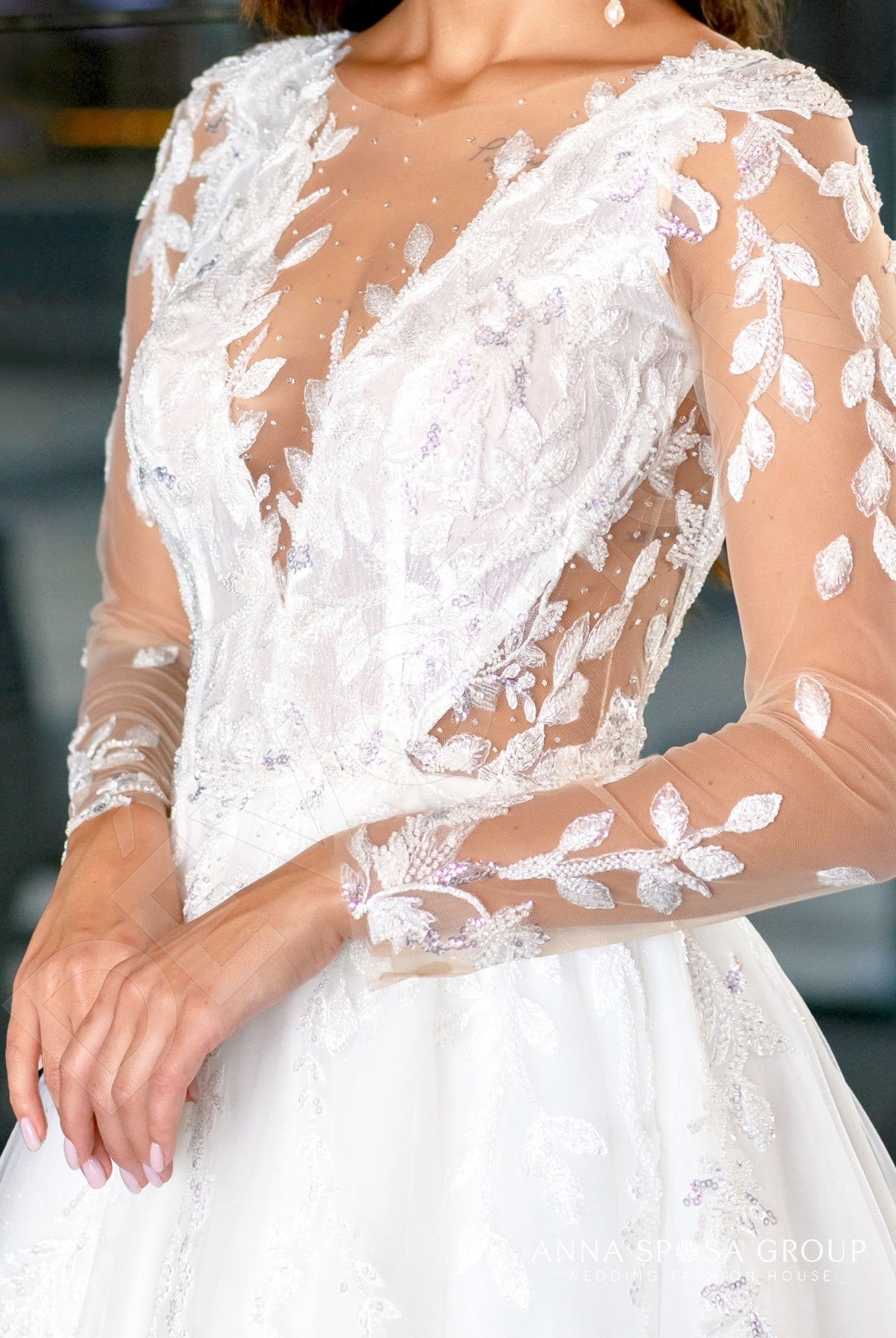 Malet A-line Jewel Milk Wedding dress