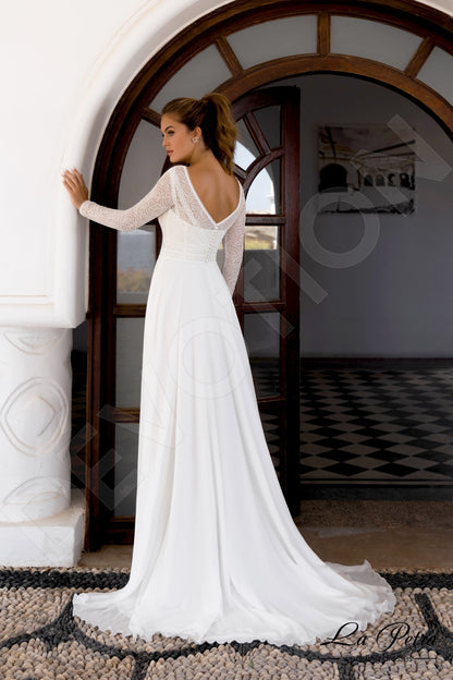 Anelma Open back A-line Long sleeve Wedding Dress Back