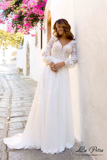 Teresie Open back A-line Long sleeve Wedding Dress 6
