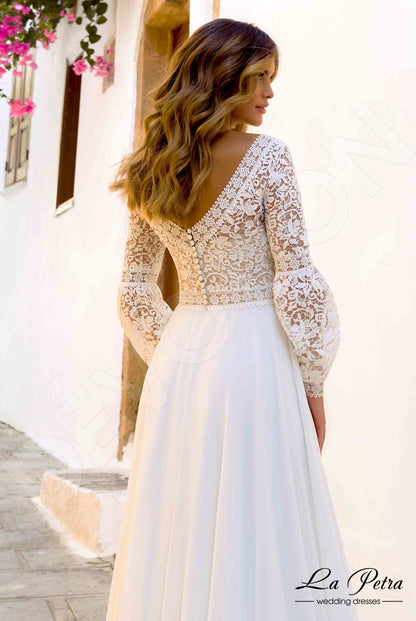 Teresie Open back A-line Long sleeve Wedding Dress 3