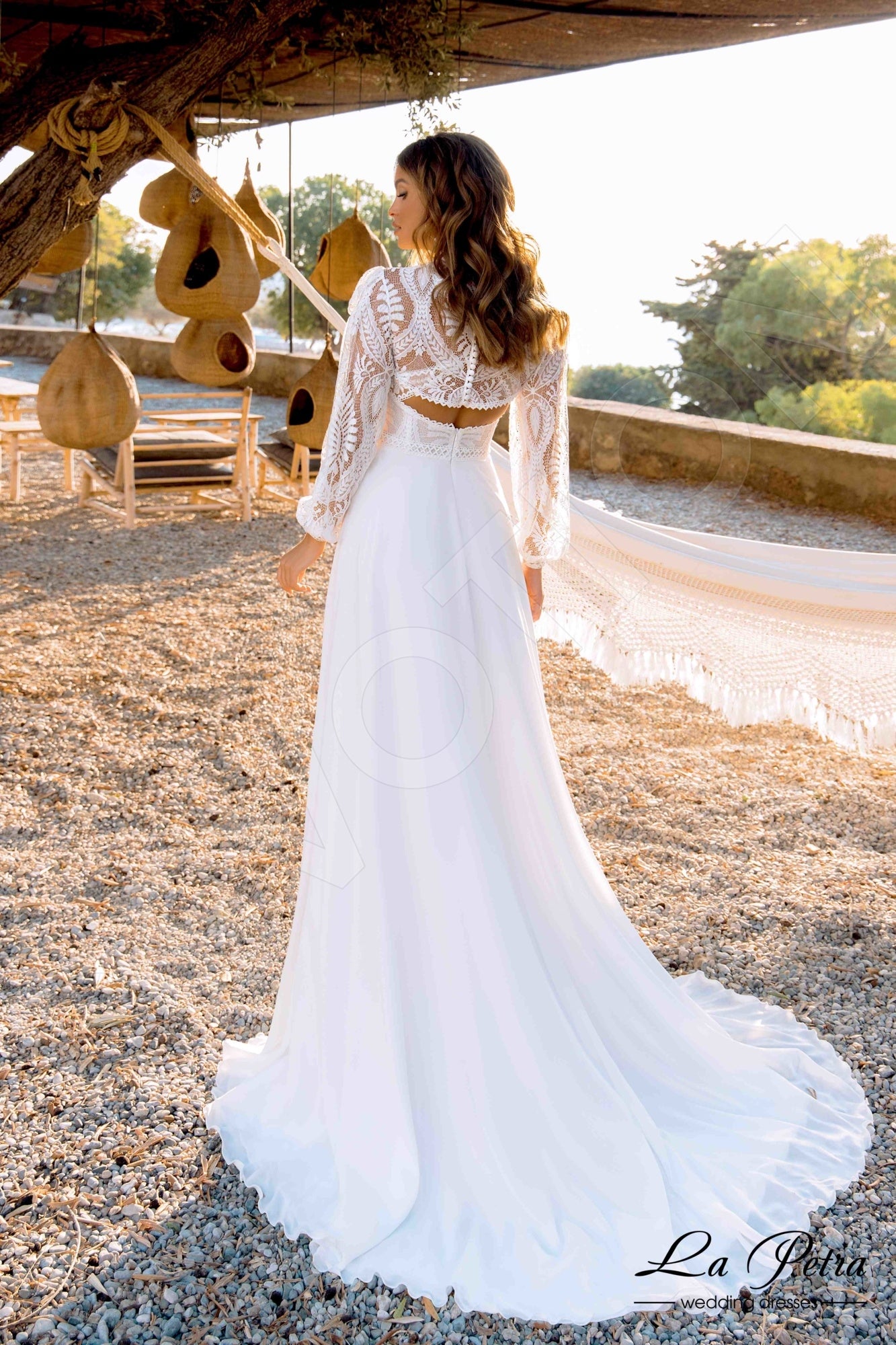 Zema A-line V-neck Milk Wedding dress