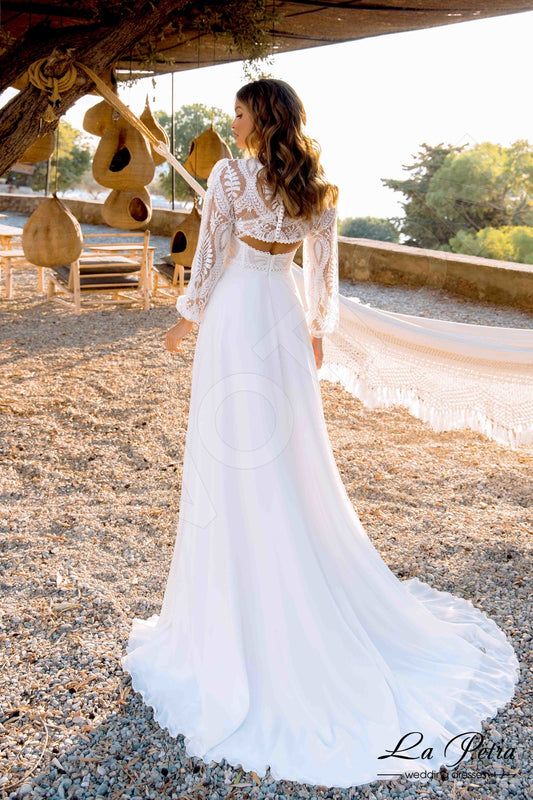 Zema A-line V-neck Milk Wedding dress