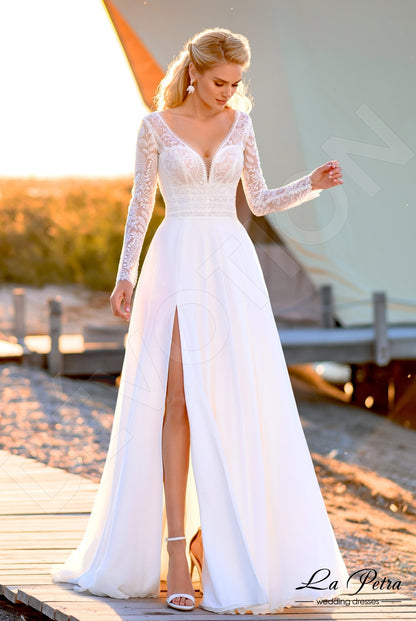 Anelisa Open back A-line Long sleeve Wedding Dress Front