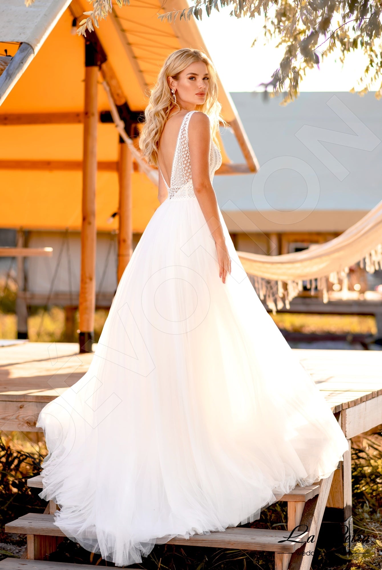 Dzheti Open back A-line Sleeveless Wedding Dress Back