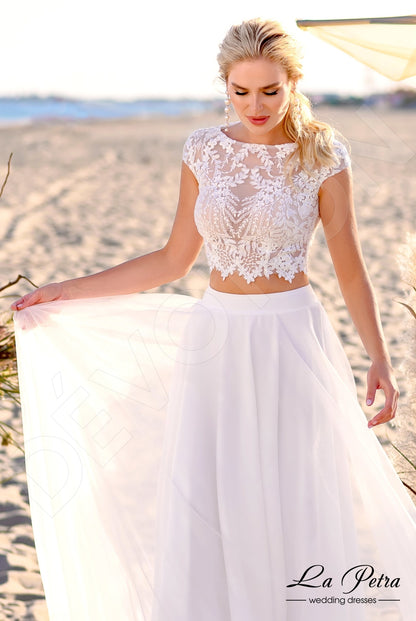 Lukis Full back A-line Short/ Cap sleeve Wedding Dress 7