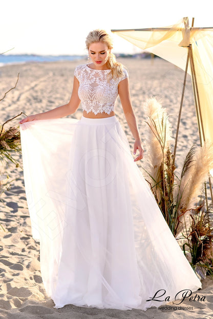 Lukis Full back A-line Short/ Cap sleeve Wedding Dress 9