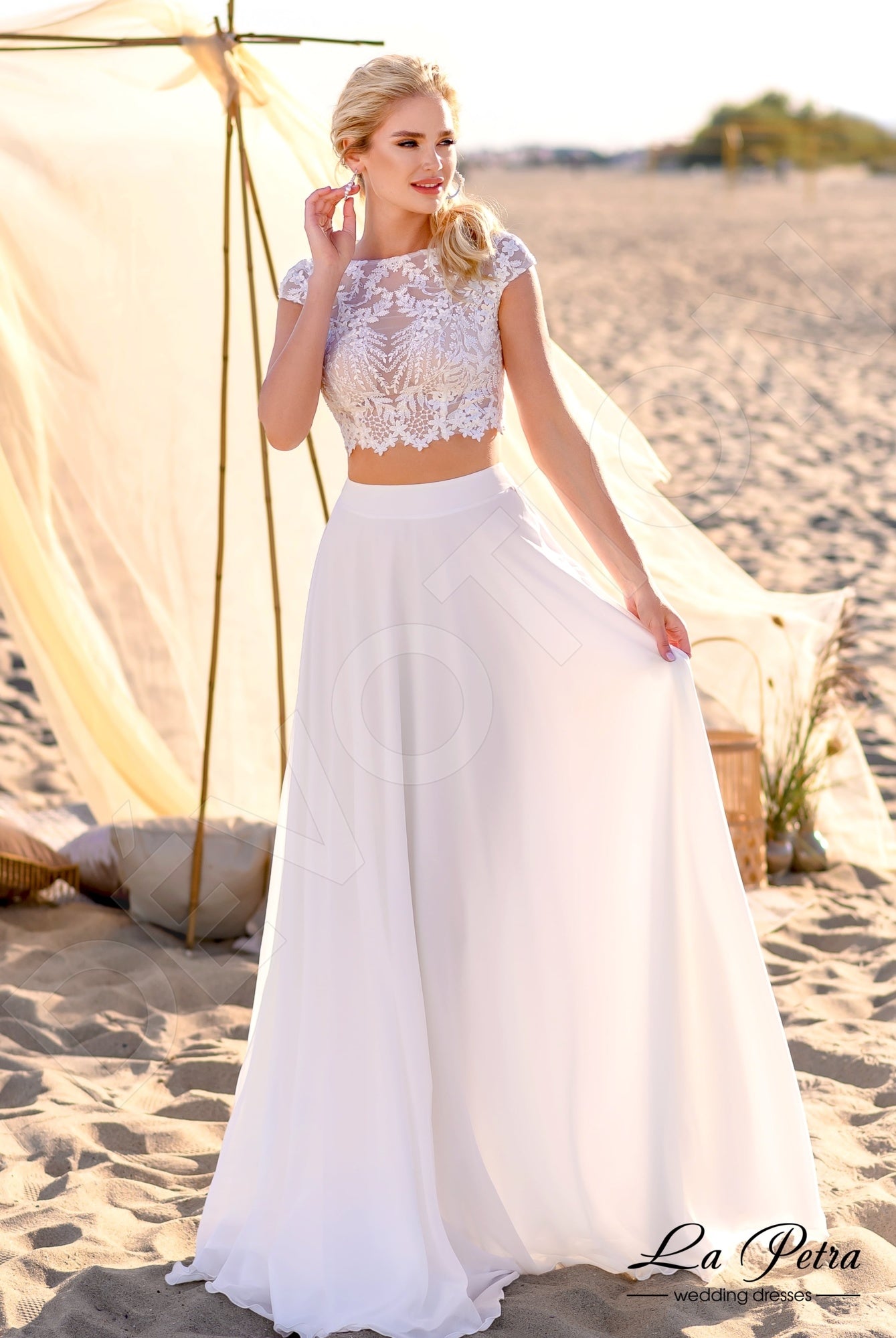 Lukis Full back A-line Short/ Cap sleeve Wedding Dress Front