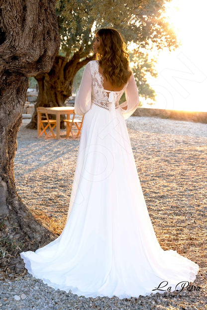 Avani Full back A-line Long sleeve Wedding Dress Back