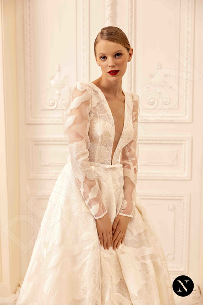 Alison Full back A-line Long sleeve Wedding Dress 2
