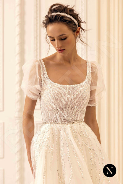 Bella Open back A-line Short/ Cap sleeve Wedding Dress 5