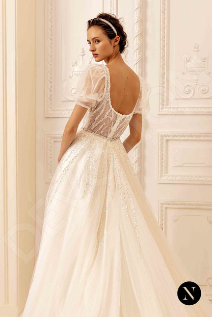 Bella Open back A-line Short/ Cap sleeve Wedding Dress 3