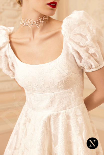Catherine Open back A-line Short/ Cap sleeve Wedding Dress 5
