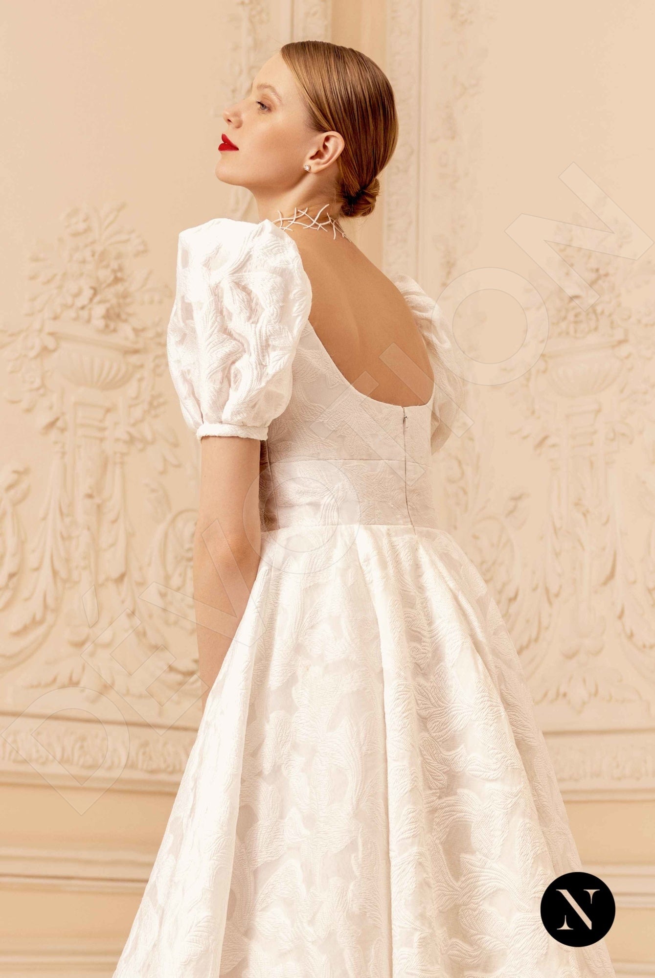 Catherine Open back A-line Short/ Cap sleeve Wedding Dress 4