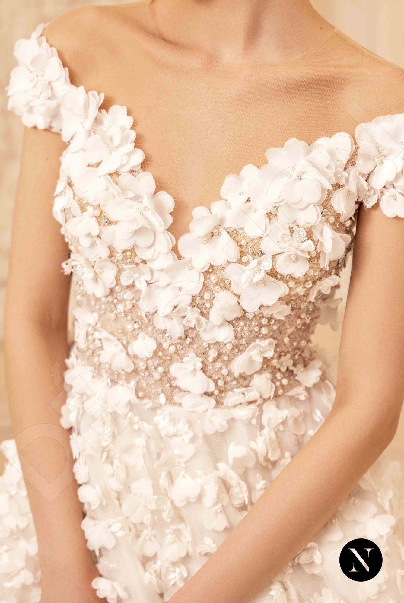 Hannah A-line Illusion Nude Ivory Wedding dress