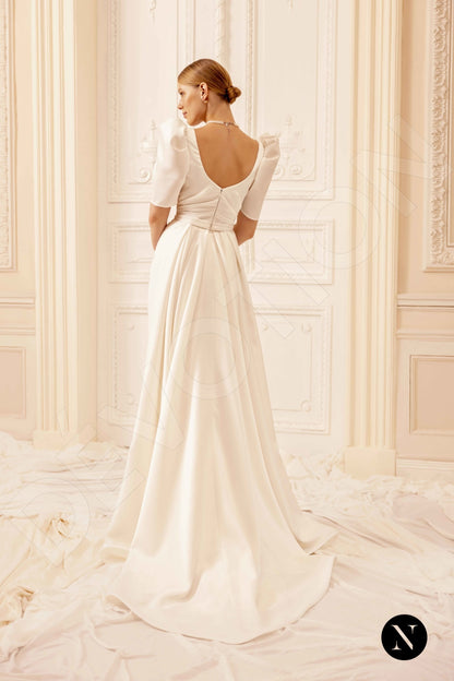 Marylin Open back A-line Short/ Cap sleeve Wedding Dress 6