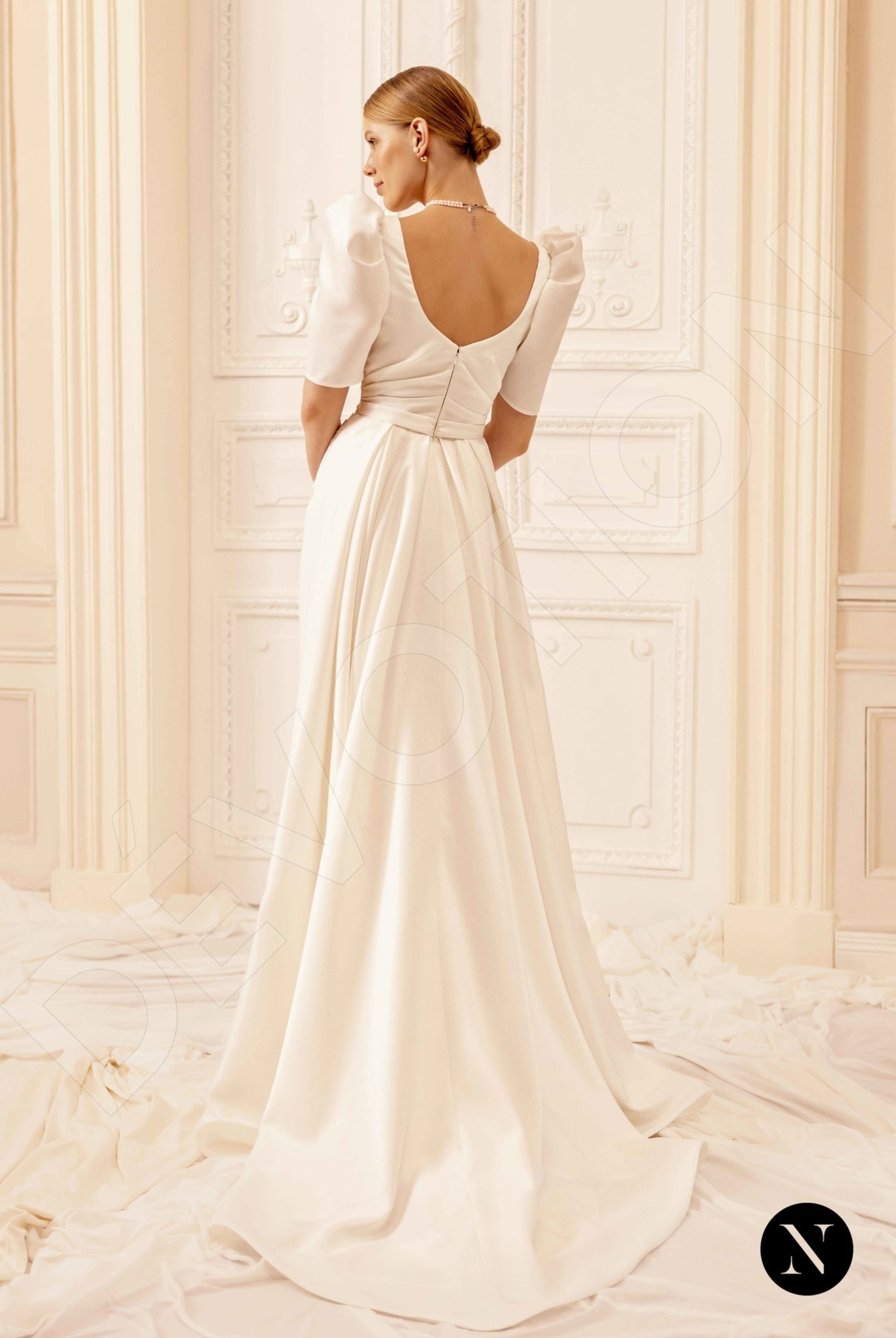 Marylin Open back A-line Short/ Cap sleeve Wedding Dress Back