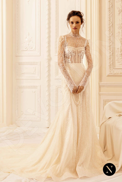Nava Full back Trumpet/Mermaid Long sleeve Wedding Dress Front