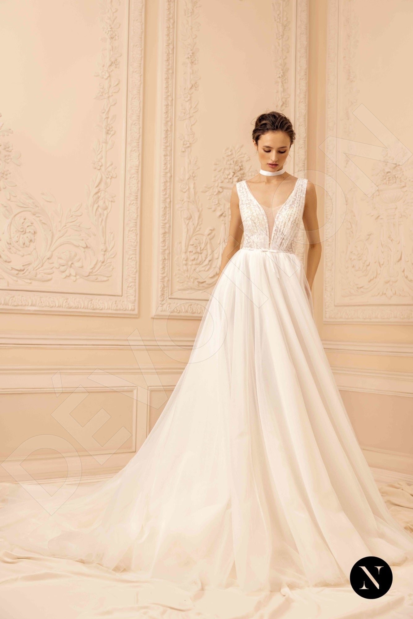 Sandra A-line Scoop Ivory Wedding dress