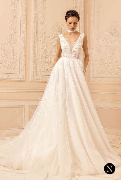 Sandra Open back A-line Sleeveless Wedding Dress Front