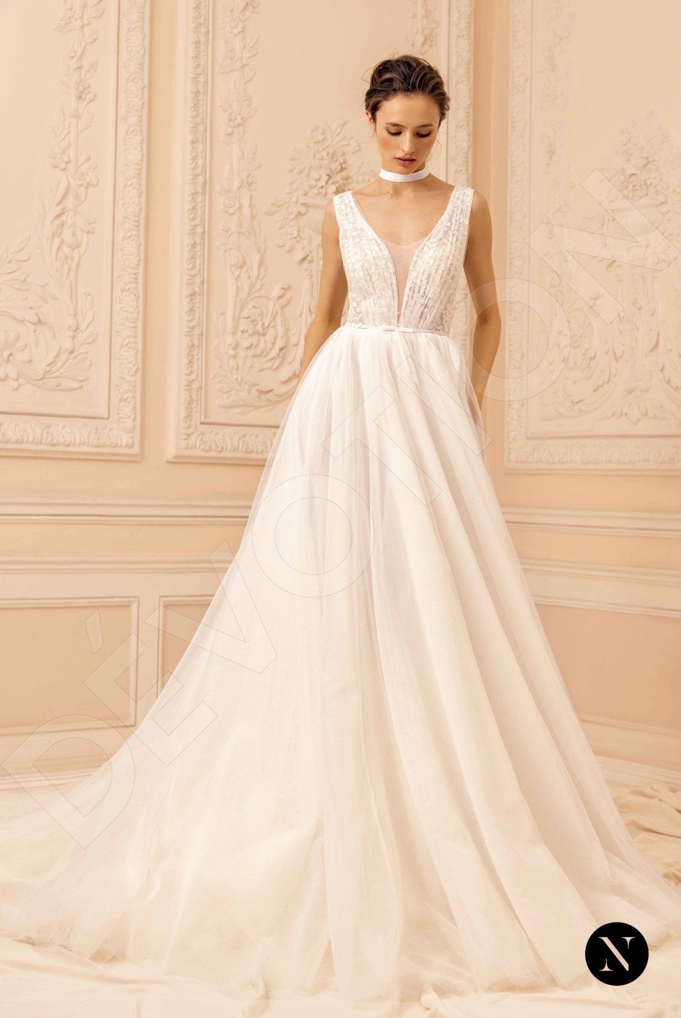 Sandra Open back A-line Sleeveless Wedding Dress Front