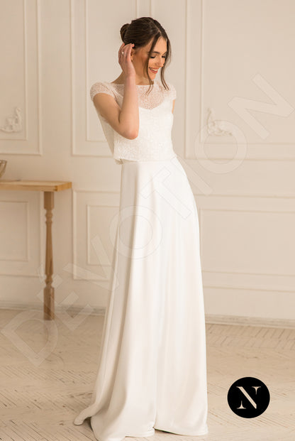 Gabanna Crystal Full back A-line Long sleeve Wedding Dress Front